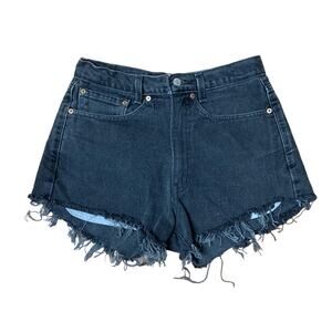 Vintage Levi's 550 black high waist DIY cut off Jean Shorts Waist 30" MEDIUM
